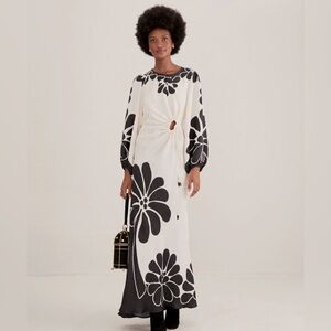 Farm Rio NWT Black Palermo Cut Out Lenzing™ Ecovero™ Viscose Maxi Dress Size M